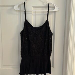 Express Black Sequin Spaghetti Strap Camisole